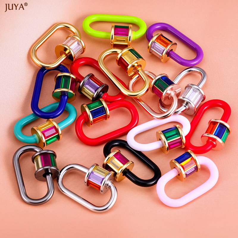 Jewelry Making Class - JUYA レインボークリスタルエナメルスクリューカラビナロックコネクタクラスプファスナー DIY ネックレスジュエリー作成アクセサリー用品