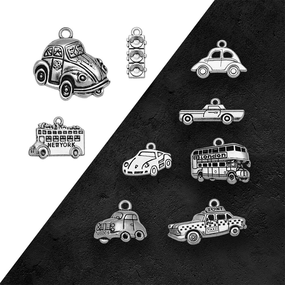 Jewelry Making London - 銀メッキの車のきらびやかなチャーム,新しいyorkチャーム,車の旅,日曜大工のジュエリー,製造,卸売