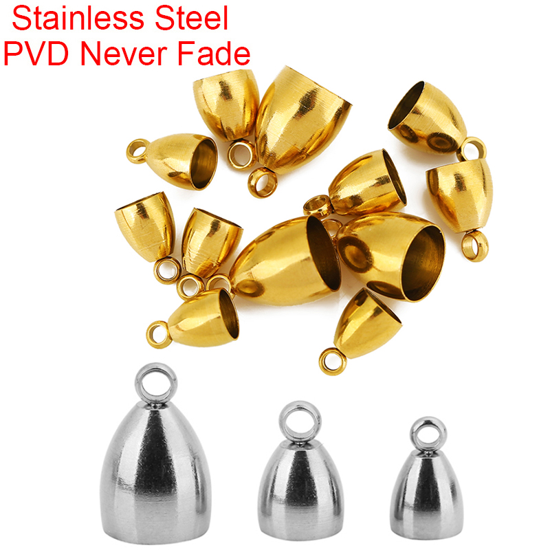 Jewelry Making Class - 10個入りPVD加工ステンレス製留め金具、革紐用フック（5、6、8mm）、エンドキャップ、ネックレスコネクター、DIYジュエリー製作用