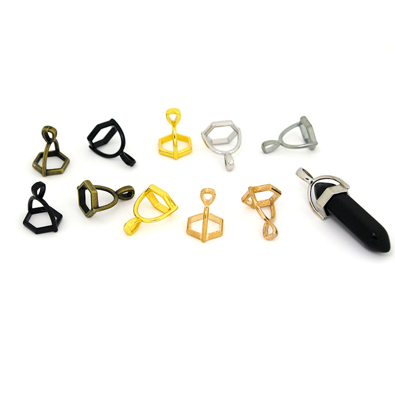 Jewelry Making Class - 20 個六角形の宝石キャップ天然石クリスタル柱ペンダントキャップジュエリーメイキング用ペンダントネックレスコネクタクラスプ DIY