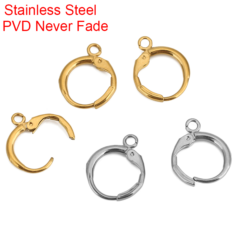 Jewelry Making Class - 10 個 PVD ​​色褪せないステンレス鋼のイヤリングフックループ 12 ミリメートル低刺激性イヤリングクラスプジュエリー