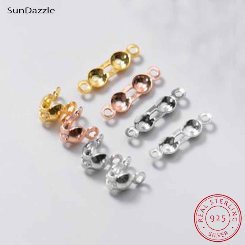 Jewelry Making Class - 4個入り 本物の純銀925製 クロージャーエンドビーズ クラスプ クリップ ゴールドクリンプコネクター