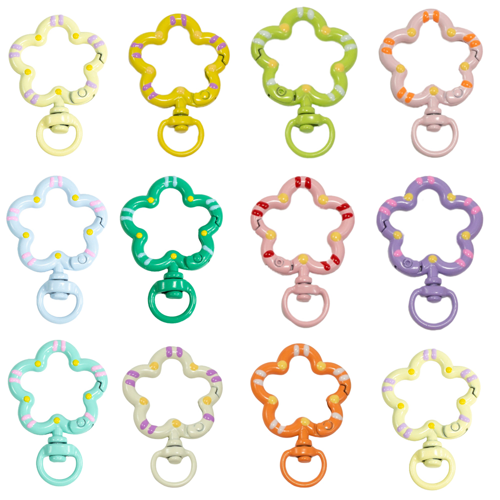 Jewelry Making Rings - 5 個フラワーメタルロブスター爪クラスプスイベルストラップトリガースナップフックストラップコネクタバッグキーチェーンリングジュエリーメイキング