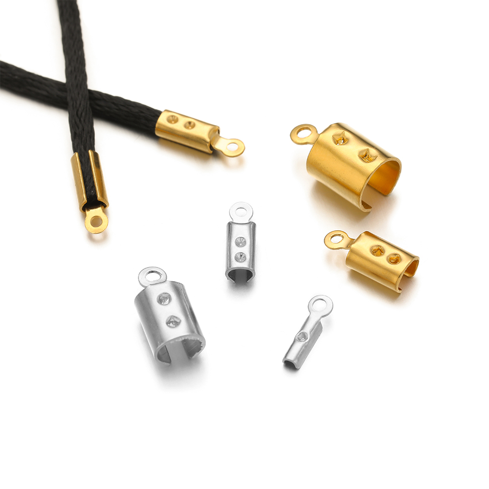 Jewelry Making Class - 50 個のステンレス鋼高品質圧着エンドビーズキャップレザーコードクリップ DIY ジュエリー作成ネックレスコネクタ用品