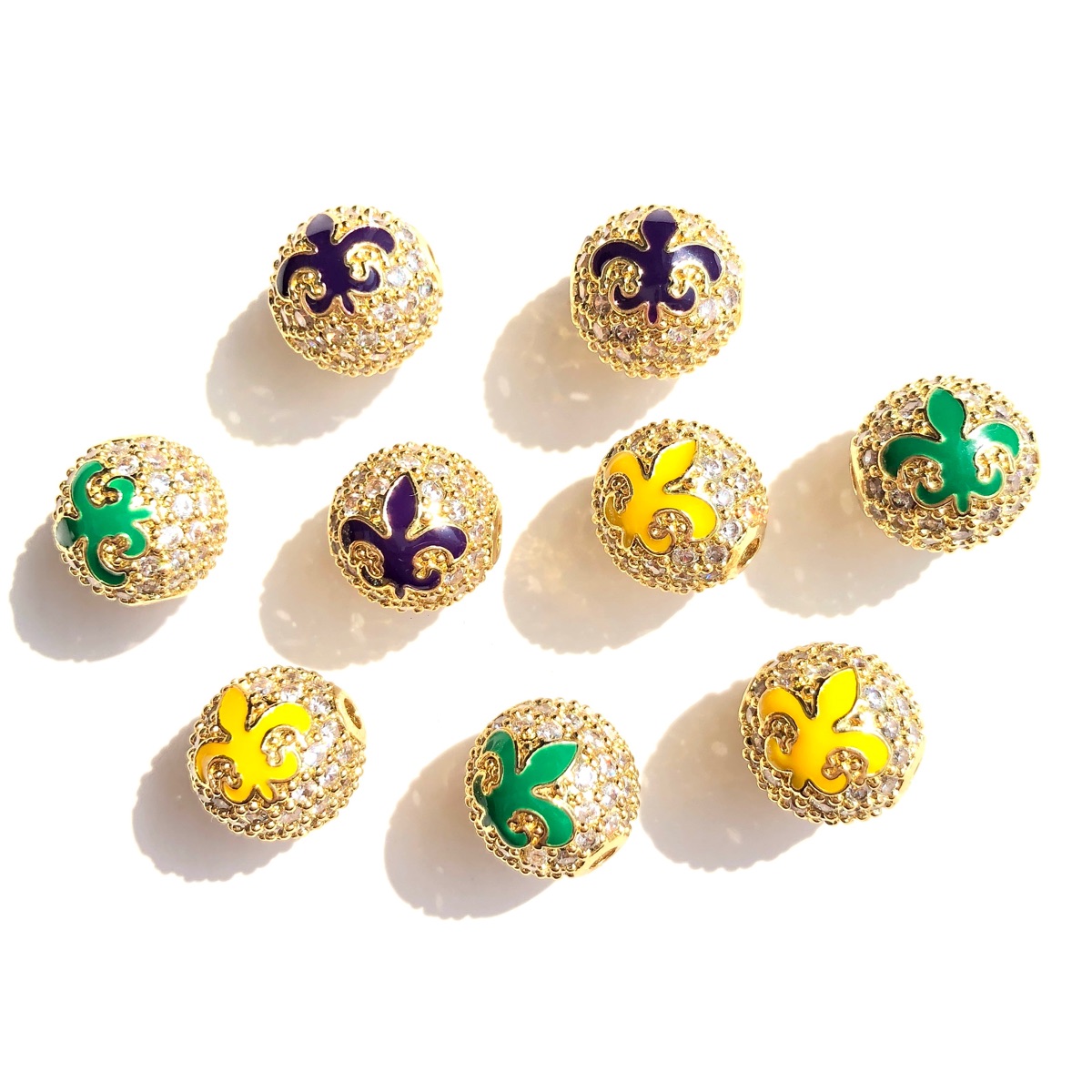 Jewelry Making New Orleans - 9個入り グリーン イエロー パープル ニューオーリンズ マルディグラ