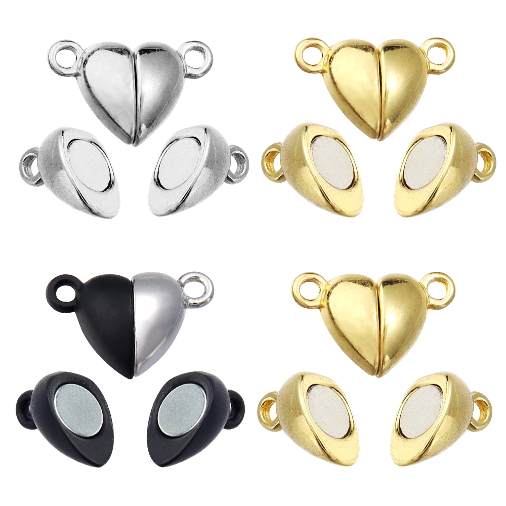 Jewelry Making Class - 5 ピース/ロット合金ラブハート型磁気クラスプネックレスブレスレット用マグネットエンドクラスプコネクタ DIY ジュエリー作成用品