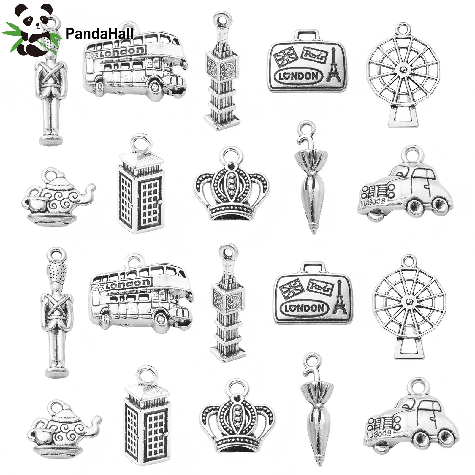 Jewelry Making London - PandaHall 100個入り 10種類 ロンドンテーマチャーム アンティークシルバー ビッグベン