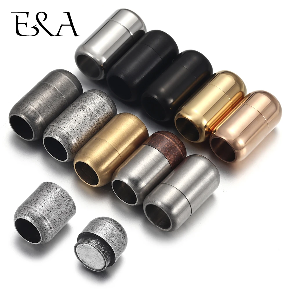 Jewelry Making Class - ステンレス鋼 3 ミリメートル-8 ミリメートルラウンド磁気クラスプレザーブレスレットマグネットレースバックルネックレス DIY ジュエリーメイキングアクセサリー