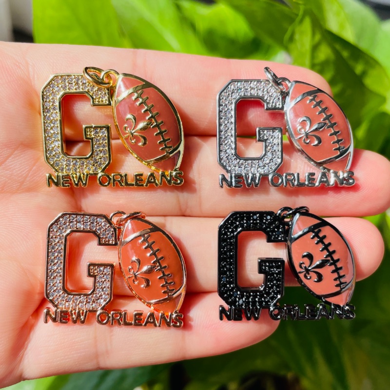 Jewelry Making New Orleans - 5マイクロパヴェ行くニューオーリンズワードチャームフルール · ド · lisサッカーのペンダントブレスレットガールネックレスメイキングジュエリー検索