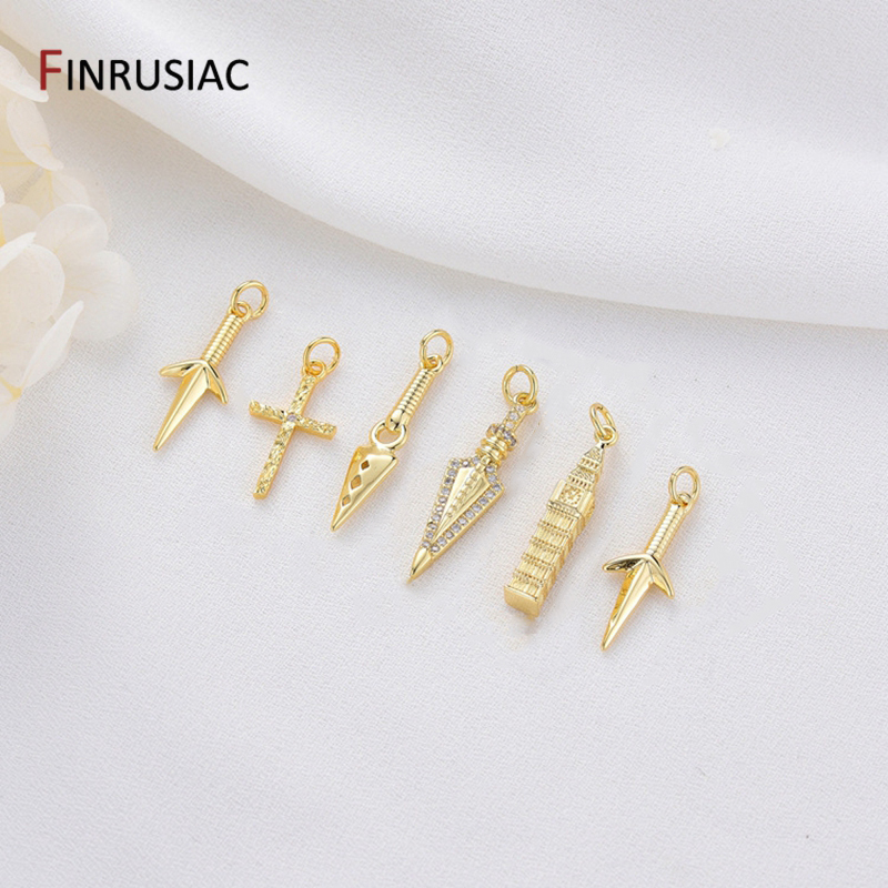 Jewelry Making London - 14K ゴールドメッキ真鍮クロス/ロンドン記念碑ペンダントジュエリー作成アクセサリー DIY ネックレスジュエリー