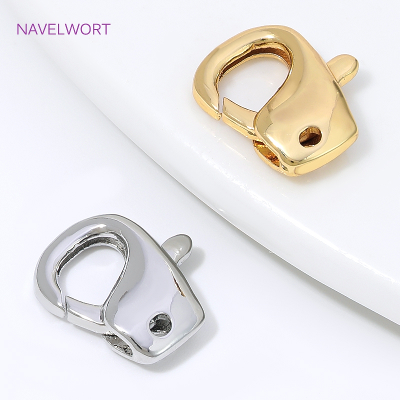 Jewelry Making Items - 13mm×11.5mm 18K金メッキロブスタークラスプコネクター、真鍮製スプリングカラビナクラスプ（ジュエリー用）、DIYブレスレットネックレス用金具