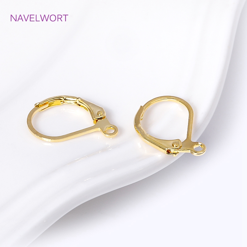 Jewelry Making Items - ファッションフレンチイヤリングレバーバックイヤーワイヤー 18 K ゴールドメッキイヤリングフッククローズドリング付き DIY イヤリング作成アクセサリー