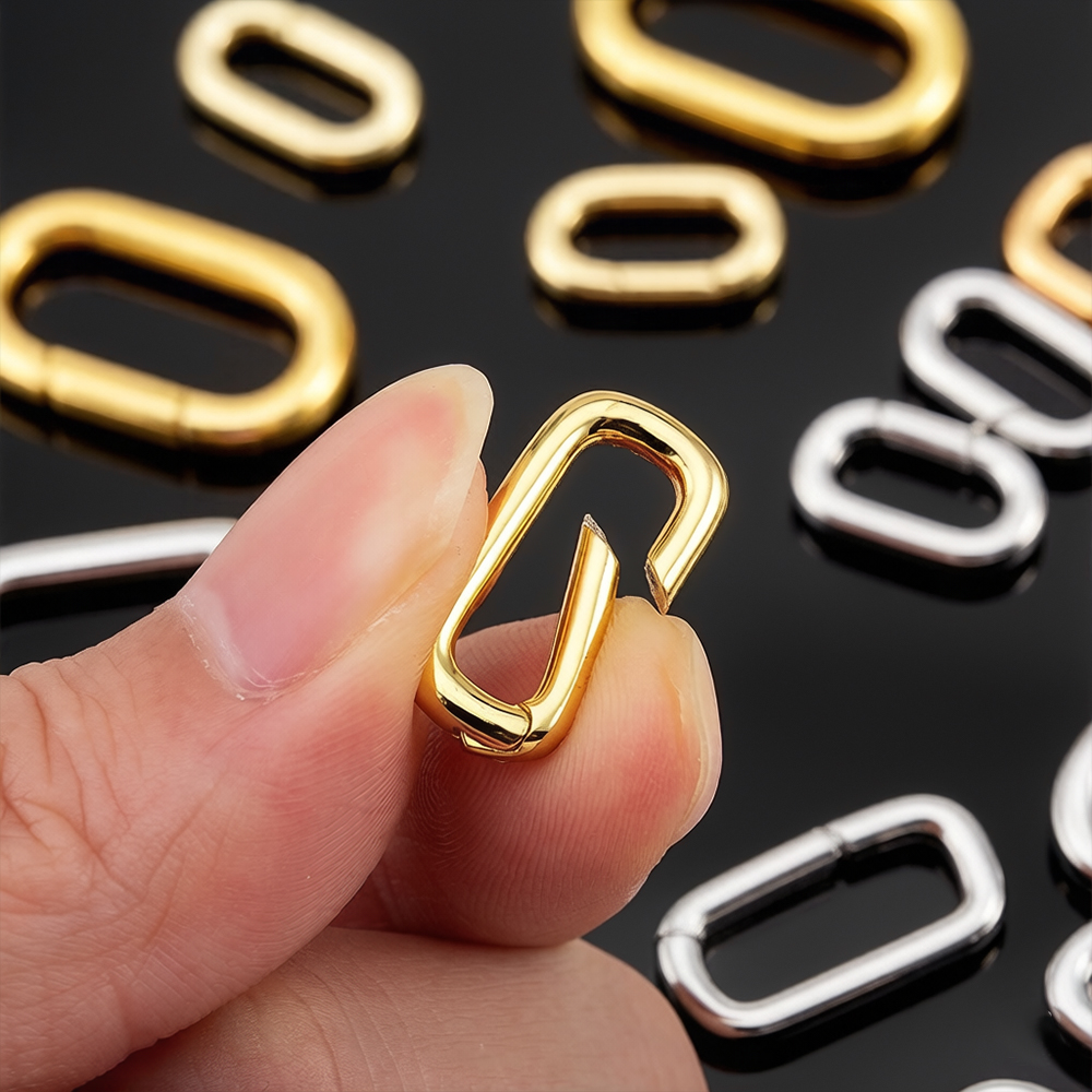 Jewelry Making Rings - 2個入り 18K金メッキ オーバルカラビナネックレスクラスプ スプリングリング パールエンハンサーコネクター DIYジュエリーブレスレット製作用