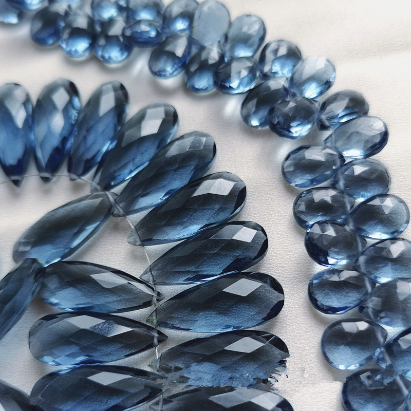 Jewelry Making London - 2 個ルースビーズロンドンブルーカラーカッパーストーンドロップペアファセット加工 8*20 ミリメートル DIY ジュエリー作成用