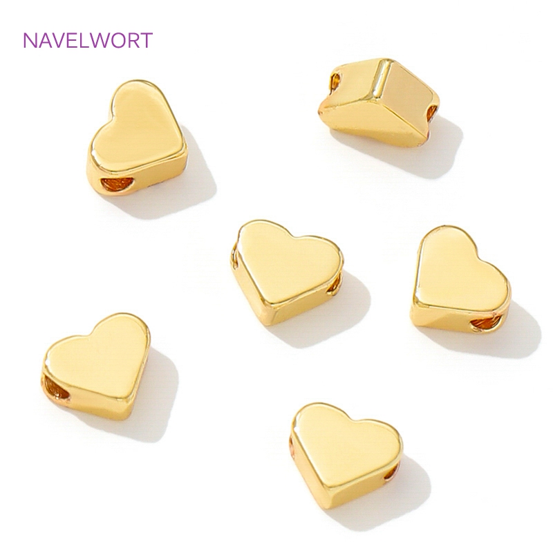 18K 本物の金メッキ真鍮製ハート型スペーサービーズ、ブレス - Jewelry Making Items のレビューと価格