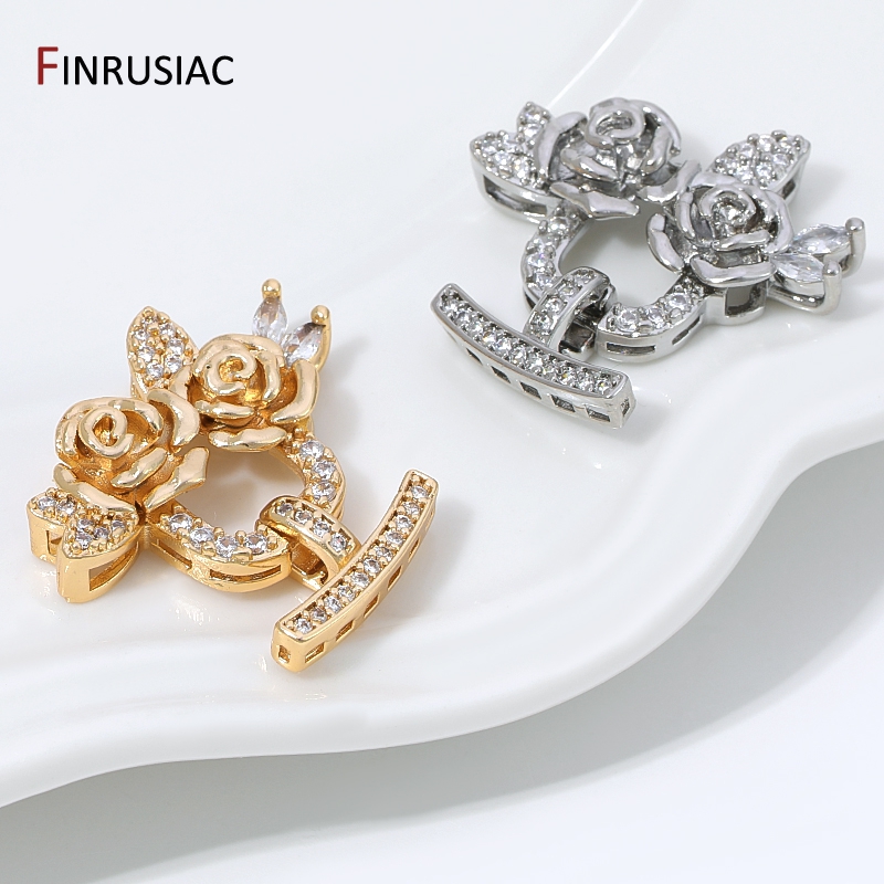 14K金メッキ真鍮ジルコンフラワーパールクラスプ、多列留め具 - Jewelry Making Items のレビューと価格