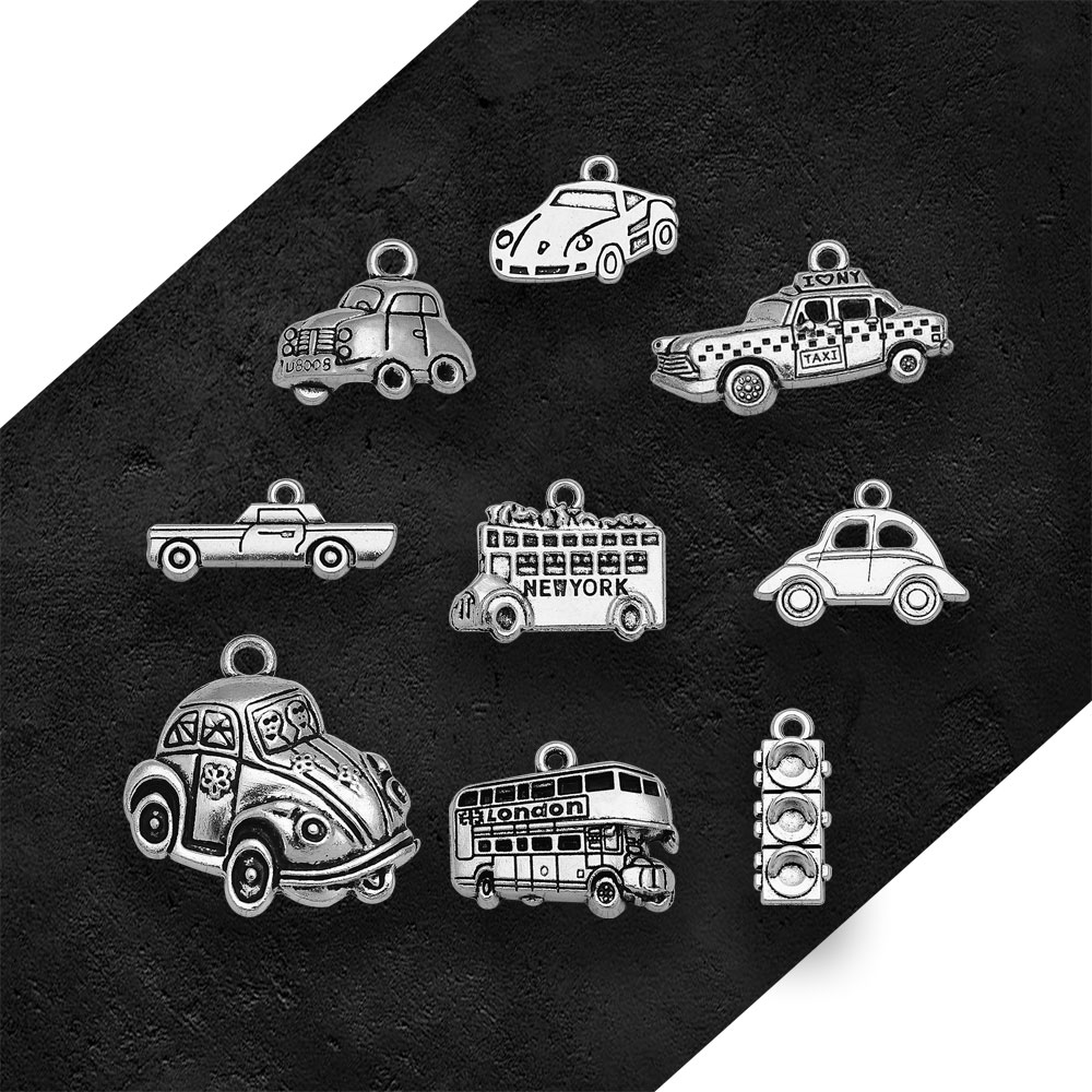 銀メッキの車のきらびやかなチャーム,新しいyorkチャーム, - Jewelry Making London のレビューと価格