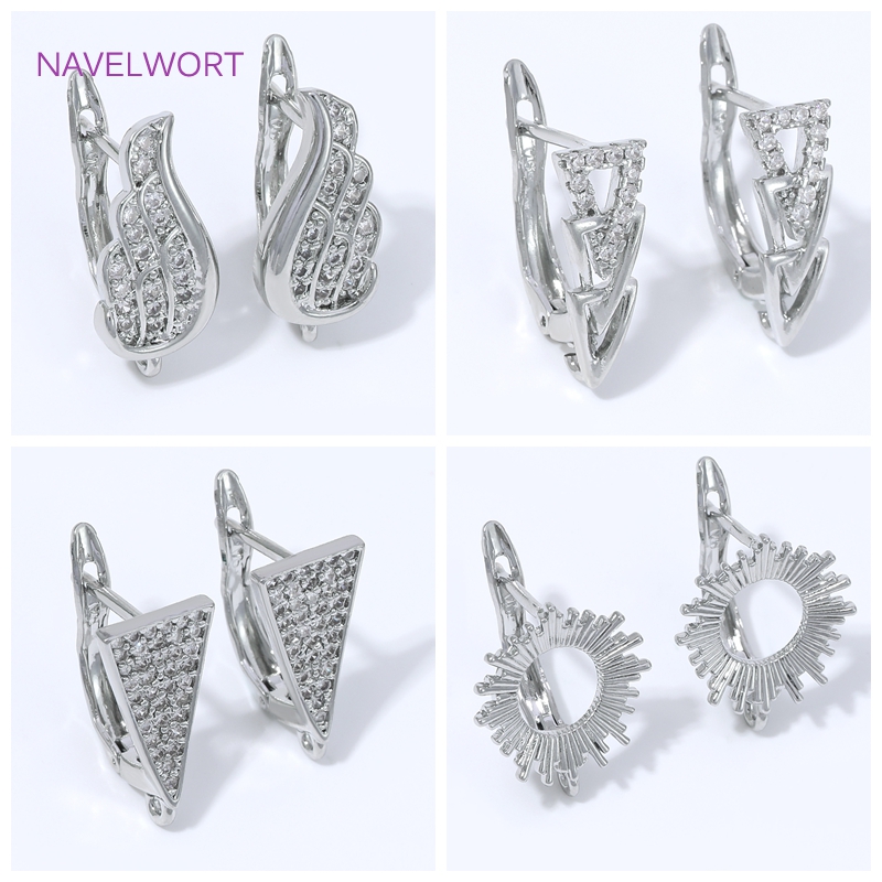 18Kゴールドメッキジルコン象嵌イヤリングフック、真鍮製イヤ - Jewelry Making Items のレビューと価格