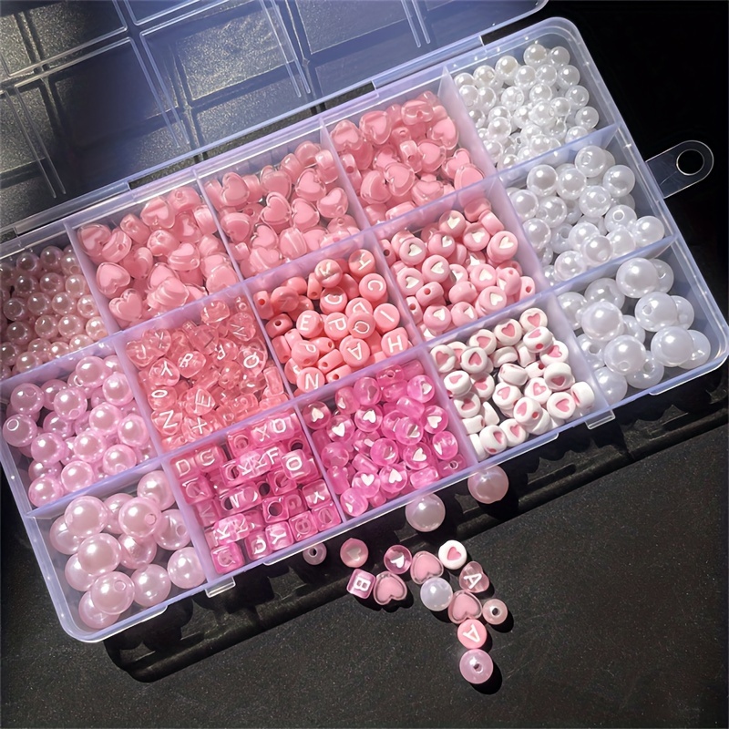 10個入りピンクアルファベットボックス、アクリルビーズ、手作 - Jewelry Making Online のレビューと価格