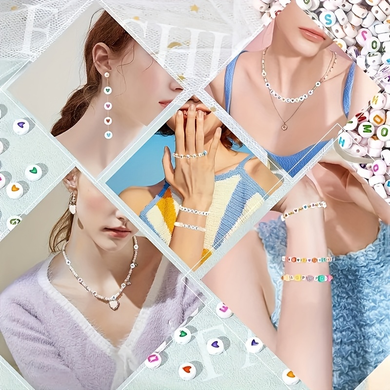 1300個の4x7ラウンドアクリル文字ビーズ、ハート型ビーズ - Jewelry Making Wire のレビューと価格