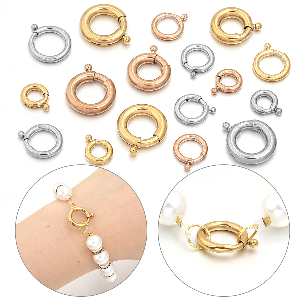 2個 ステンレス製 スプリングクラスプ 丸型リング留め金 フ - Jewelry Making Rings のレビューと価格