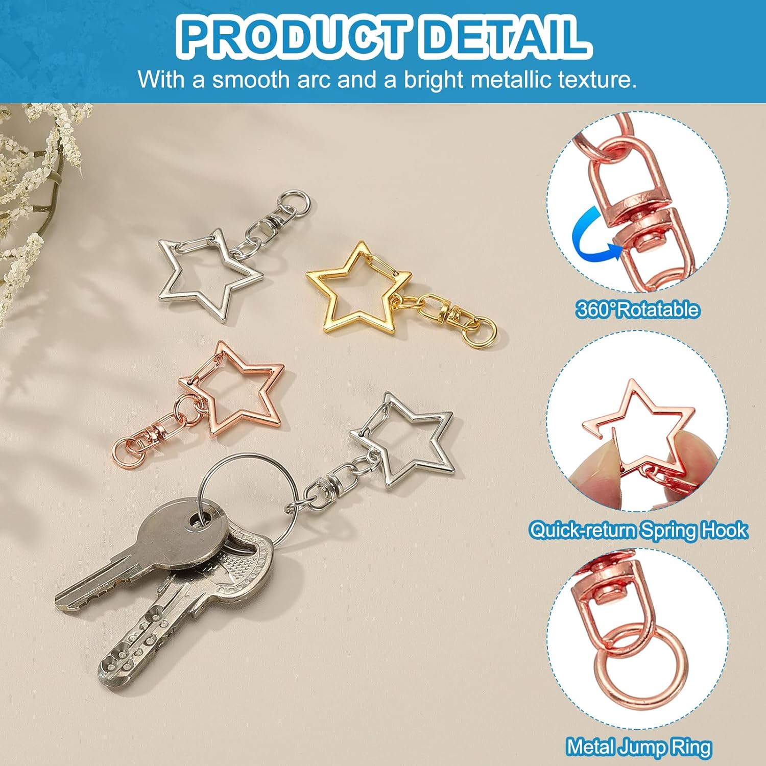 5/15/25/50セット 星型スナップキーホルダー ロブス - Jewelry Making Kits のレビューと価格