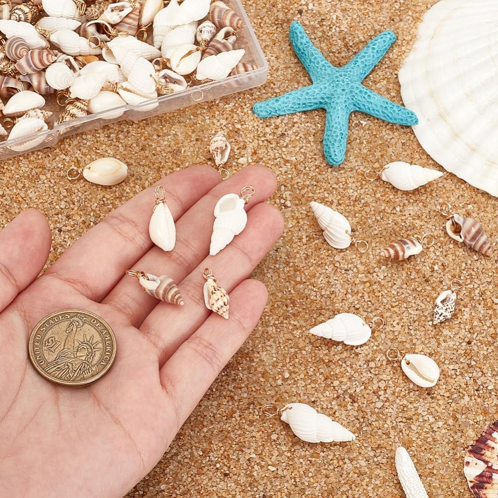 100 個 4 スタイルナチュラルシェルチャームペンダント貝 - Jewelry Making Online のレビューと価格