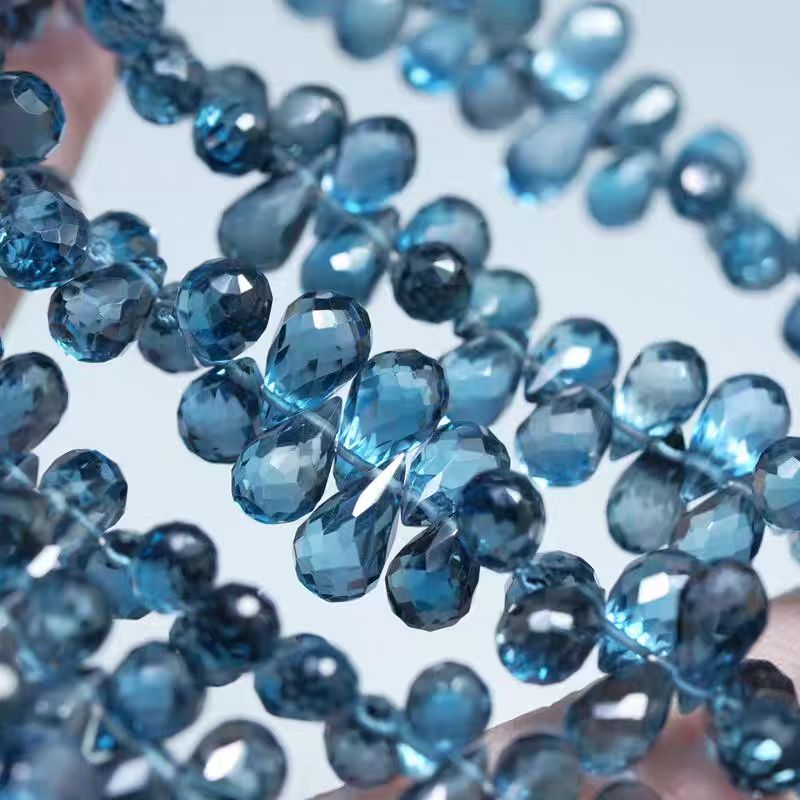 6A ロンドンブルートパーズ ドロップファセットカット 5- - Jewelry Making London のレビューと価格