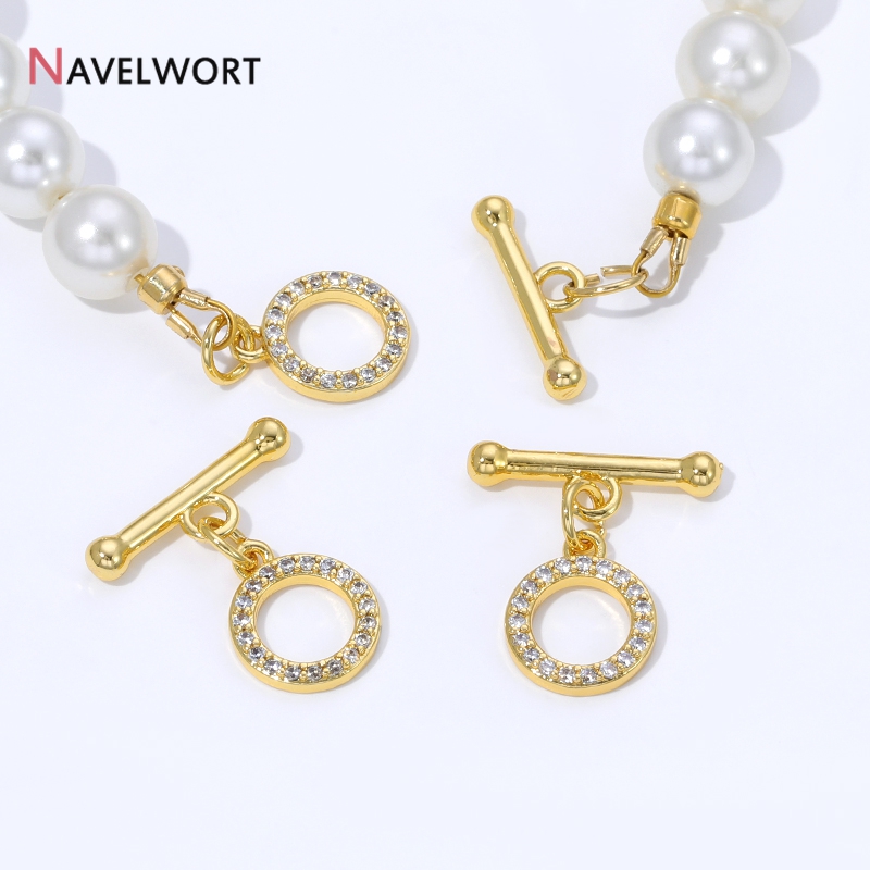 18K金メッキ真鍮製ジルコン象嵌OTクラスプコネクター、トグ - Jewelry Making Items のレビューと価格