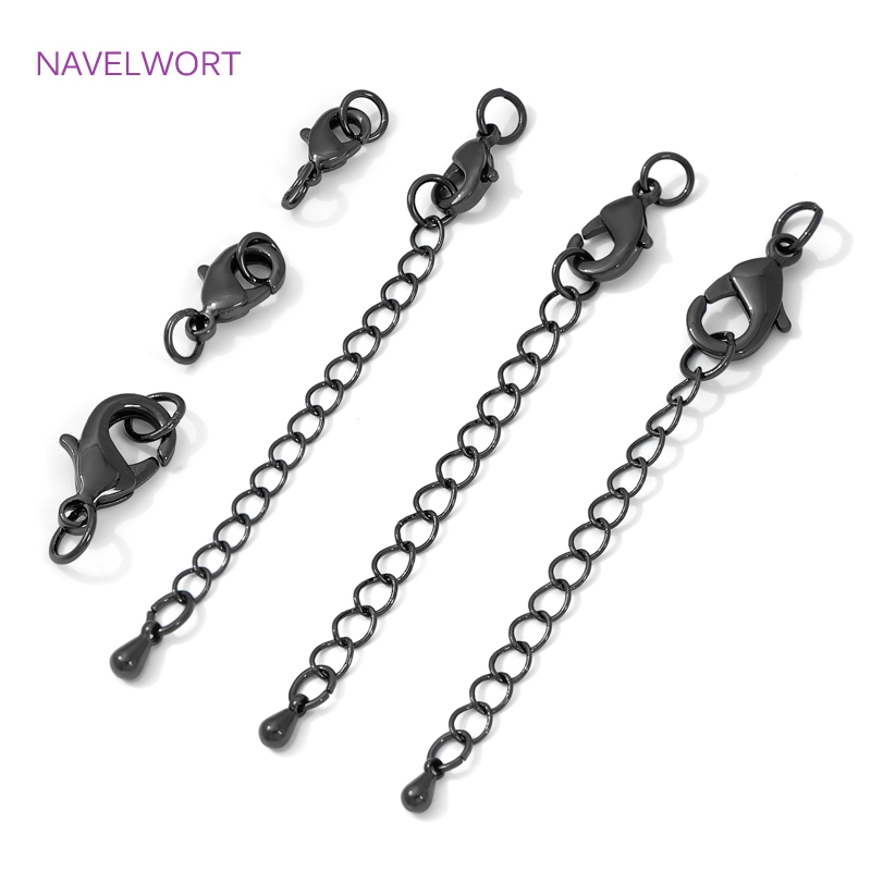 ブラックカラー真鍮ロブスタークラスプ&エクステンダーチェーン - Jewelry Making Items のレビューと価格