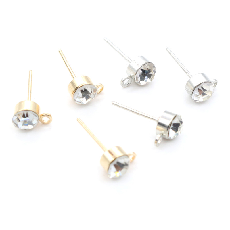 50 個のスタッドピアスピンジルコン 4/5/6 ミリメート - Jewelry Making Kits のレビューと価格