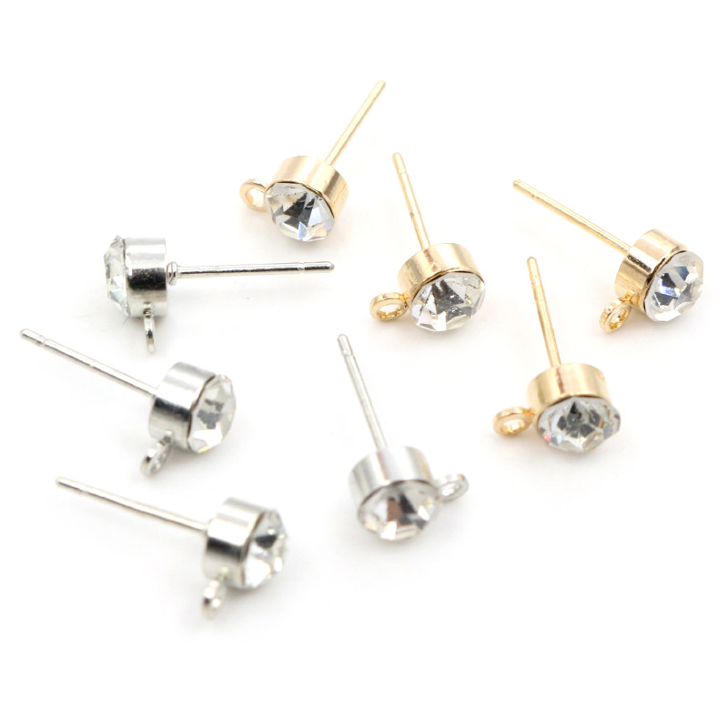 50 個のスタッドピアスピンジルコン 4/5/6 ミリメート - Jewelry Making Kits のレビューと価格