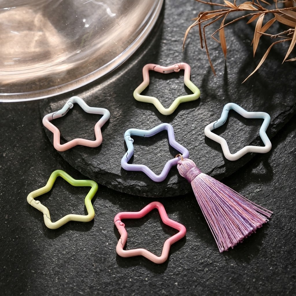 5 個のグラデーション星形スプリングリングクラスプカラフルな - Jewelry Making Rings のレビューと価格