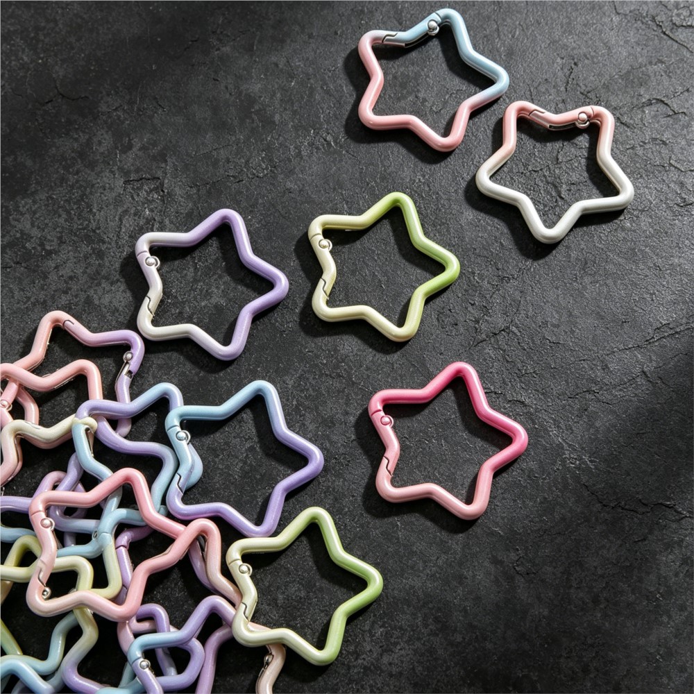 5 個のグラデーション星形スプリングリングクラスプカラフルな - Jewelry Making Rings のレビューと価格
